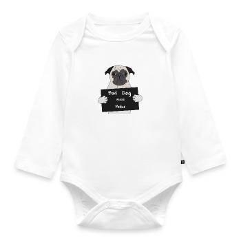 funny pug dogs dog bath dog gift - Organic Longsleeve Baby Bodysuit - white - Front