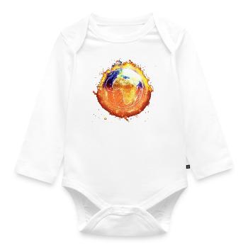 World globe burning - Organic Longsleeve Baby Bodysuit - white - Front