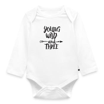 Young wild and three - Baby Bio-Langarm-Body - Weiß - Vorne