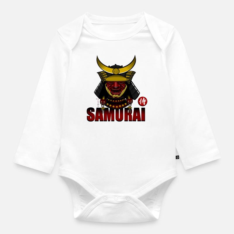Samurai - Organic Longsleeve Baby Bodysuit - white