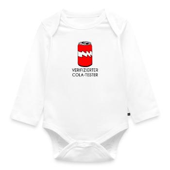 Verifizierter Cola-Tester - Lustiges Motiv - Baby Bio-Langarm-Body - Weiß - Vorne