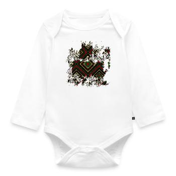 Ethno Muster Afrika - Baby Bio-Langarm-Body - Weiß - Vorne