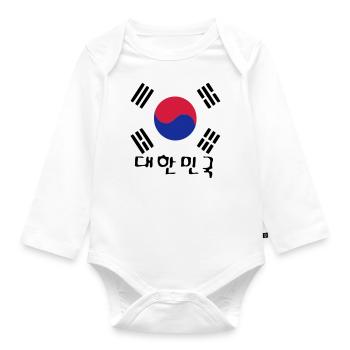 Corée du Sud drapeau et txt coréen - Body Bébé bio manches longues - blanc - Devant