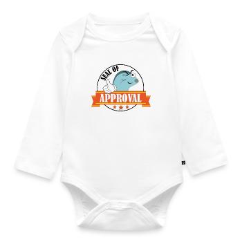 Label phoque Insigne pouce en l’air - Body Bébé bio manches longues - blanc - Devant