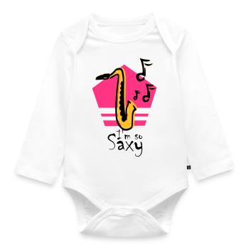 Saxophone Saxophone Music Instrument Gift Idea - Organic Longsleeve Baby Bodysuit - white - Front