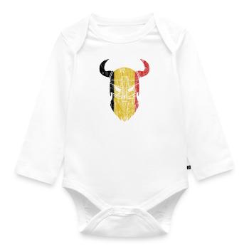 Belgien Flagge Wikinger Geschenkidee - Baby Bio-Langarm-Body - Weiß - Vorne