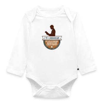 Funny library librarian library gift - Organic Longsleeve Baby Bodysuit - white - Front