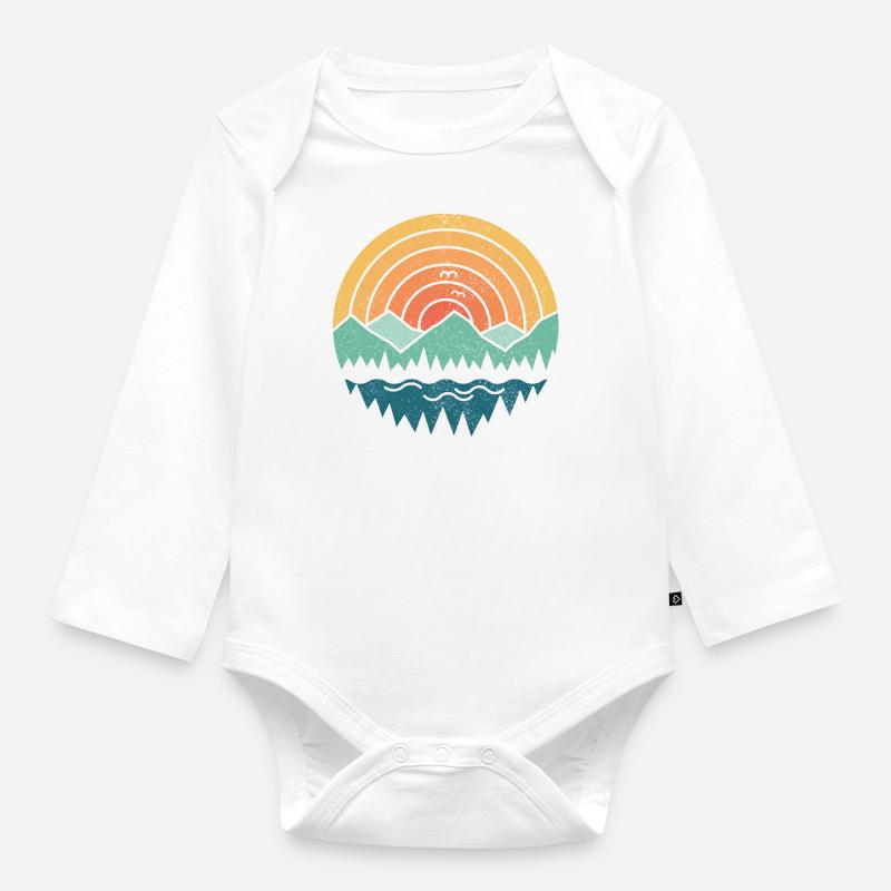 Montagnes Vintage - Body Bébé bio manches longues - blanc