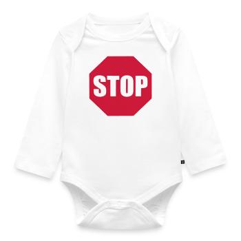 Stop sign - Organic Longsleeve Baby Bodysuit - white - Front