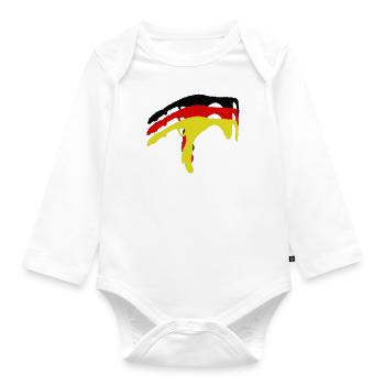 Sylt Deutschlandfahne - Baby Bio-Langarm-Body - Weiß - Vorne