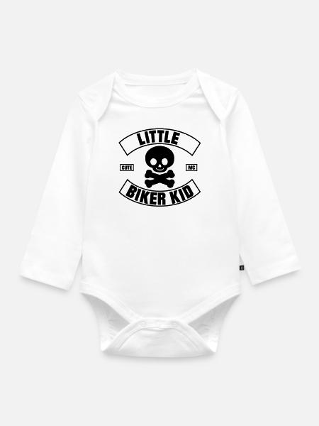 Little Biker Kid MC - Organic Longsleeve Baby Bodysuit - white