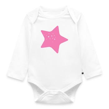 Pinker Stern - Baby Bio-Langarm-Body - Weiß - Vorne