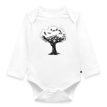 Bel arbre noir et blanc pour les minimalistes - Body Bébé bio manches longues - blanc - Devant
