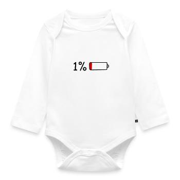 1% battery. - Organic Longsleeve Baby Bodysuit - white - Front