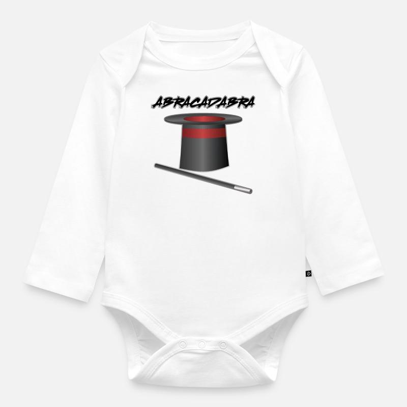 ABRACADABRA magic hat - Organic Longsleeve Baby Bodysuit - white