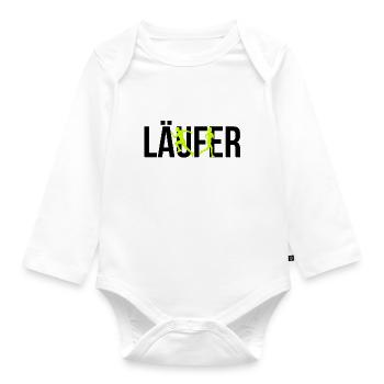 Runner athlete run race jog sport competition - Organic Longsleeve Baby Bodysuit - white - Front