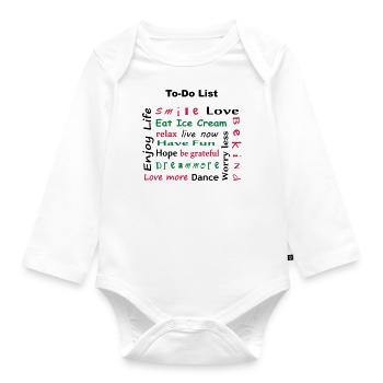 To Do List - enjoy life - Organic Longsleeve Baby Bodysuit - white - Front