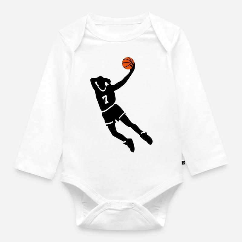 Basketball slam dunk - Body Bébé bio manches longues - blanc