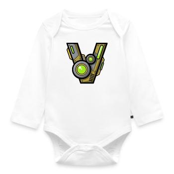 Buchstabe V Name Geschenk Roboter Technik nerd - Baby Bio-Langarm-Body - Weiß - Vorne