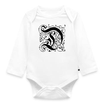 Buchstabe D - Baby Bio-Langarm-Body - Weiß - Vorne