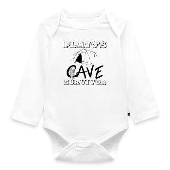 plato's cave survivor - Organic Longsleeve Baby Bodysuit - white - Front