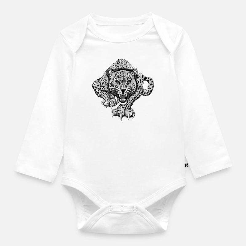 KutuXa Leopard - Baby Bio-Langarm-Body - Weiß