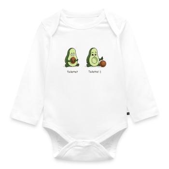 Avocado toilets humor poop pressure poop fecal - Organic Longsleeve Baby Bodysuit - white - Front