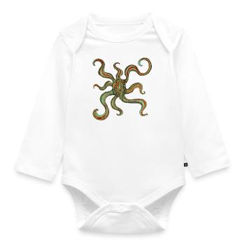 Abstrakter Octopus - Baby Bio-Langarm-Body - Weiß - Vorne