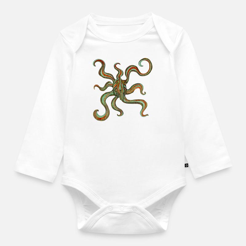 Abstract octopus - Organic Longsleeve Baby Bodysuit - white