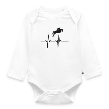Reiten Pferd Reiterin Reiter Dressur - Baby Bio-Langarm-Body - Weiß - Vorne