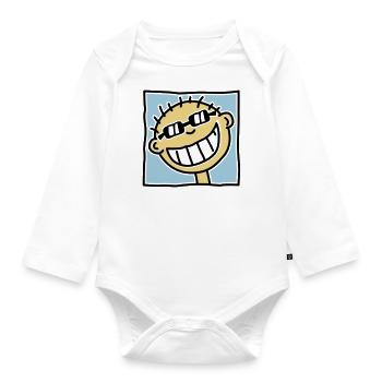 A grinning Tourist - Organic Longsleeve Baby Bodysuit - white - Front