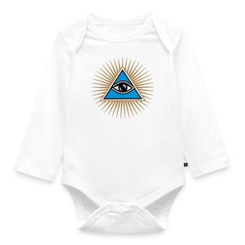 Oeil de la Providence, Dieu, pyramide, Maçonnique - Body Bébé bio manches longues - blanc - Devant