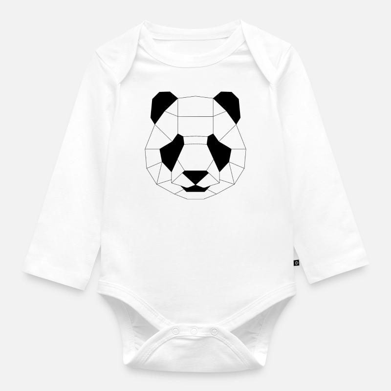Panda schwarz - Baby Bio-Langarm-Body - Weiß