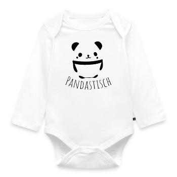panda pandas - Organic Longsleeve Baby Bodysuit - white - Front