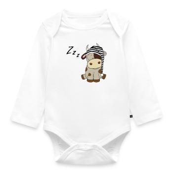 the sleeping little cow - Organic Longsleeve Baby Bodysuit - white - Front
