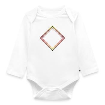 Losange, hipster, rectangle, cadre, carré, chèque - Body Bébé bio manches longues - blanc - Devant
