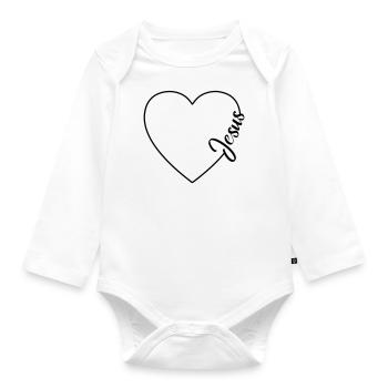 Symbole de Jésus Love Love Heart - Body Bébé bio manches longues - blanc - Devant