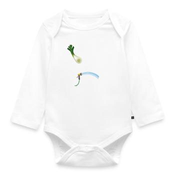 Leek with hose, gift idea - Organic Longsleeve Baby Bodysuit - white - Front