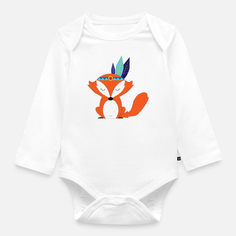 Renard indien bleu - Body Bébé bio manches longues - blanc