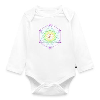 Metatron's Cube 3 - Organic Longsleeve Baby Bodysuit - white - Front