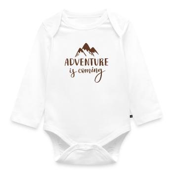 Adventure is coming - Organic Longsleeve Baby Bodysuit - white - Front