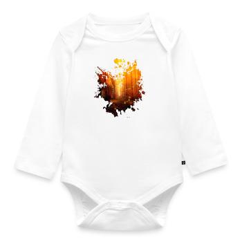Colorful autumn stain Autumn forest splash gift - Organic Longsleeve Baby Bodysuit - white - Front