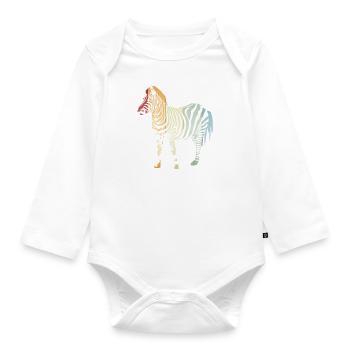 Colorful stripe zebra - Organic Longsleeve Baby Bodysuit - white - Front