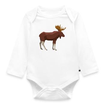 Moose - Organic Longsleeve Baby Bodysuit - white - Front