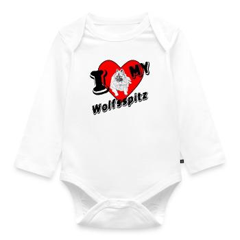 I love my Wolfsspitz - Baby Bio-Langarm-Body - Weiß - Vorne