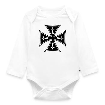 breizh hermine cross - Organic Longsleeve Baby Bodysuit - white - Front