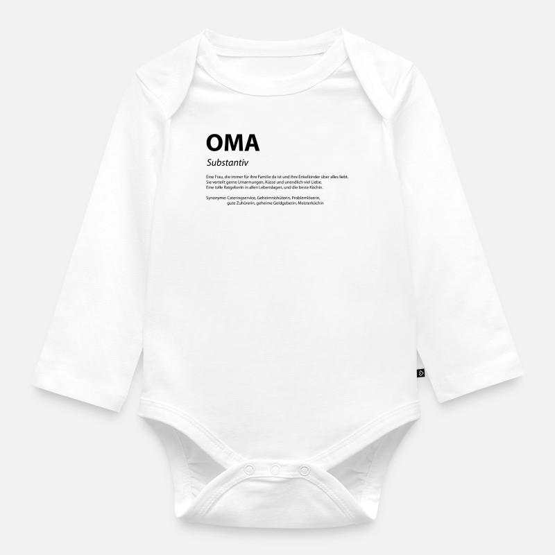 Wort Definition Oma Geschenk Idee - Baby Bio-Langarm-Body - Weiß
