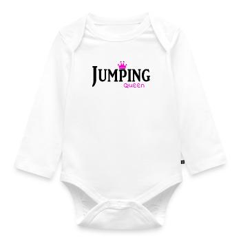jumping trampoline girl jump jump tramp gift - Organic Longsleeve Baby Bodysuit - white - Front