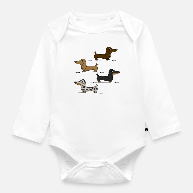 Teckels - Body Bébé bio manches longues - blanc