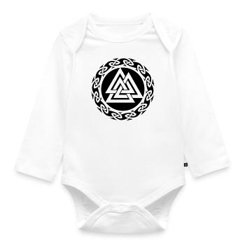 Valknut Wotans Knoten Keltischer Endlos Knoten - Baby Bio-Langarm-Body - Weiß - Vorne